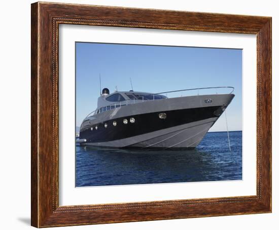 Close up of Yacht Moored in Sea against Clear Blue Sky-Nosnibor137-Framed Photographic Print