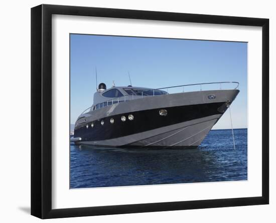 Close up of Yacht Moored in Sea against Clear Blue Sky-Nosnibor137-Framed Photographic Print