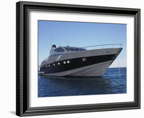 Close up of Yacht Moored in Sea against Clear Blue Sky-Nosnibor137-Framed Photographic Print