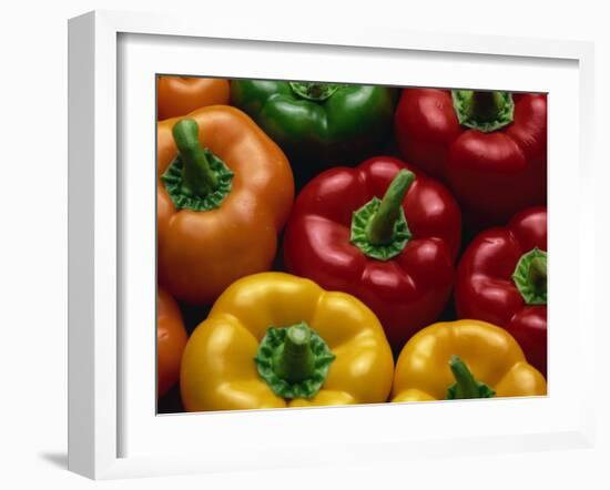 Close-Up of Yellow, Red, Orange and Green Peppers-Lee Frost-Framed Photographic Print