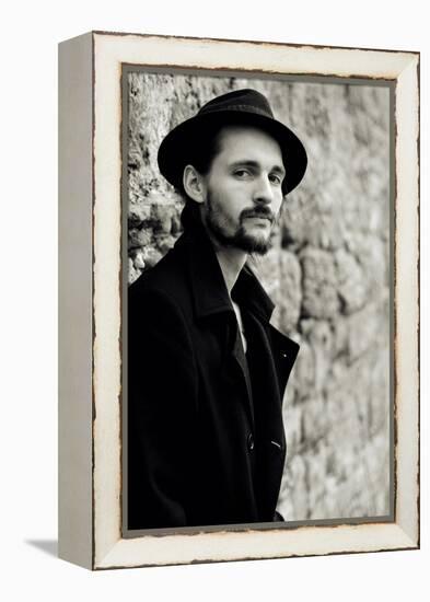 Close Up of Young Male Figure Wearing Black Jacket and Hat with Beard-Torsten Richter-Framed Premier Image Canvas