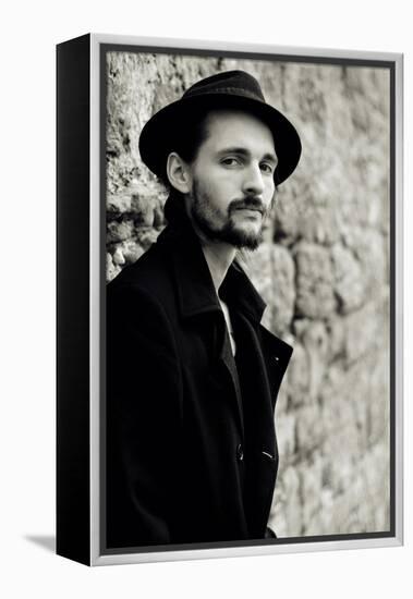 Close Up of Young Male Figure Wearing Black Jacket and Hat with Beard-Torsten Richter-Framed Premier Image Canvas