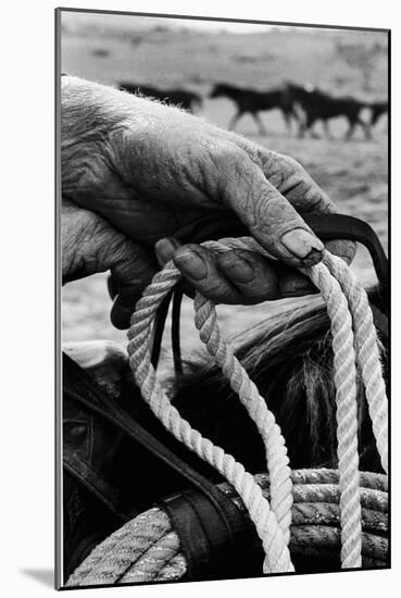 Close Up on Weather Beaten Hand of Whistle Mills Ranch Foreman Holding Rope-John Loengard-Mounted Giclee Print