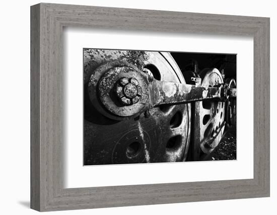 Close Up View of Steam Locomotive Wheels-George Oze-Framed Photographic Print