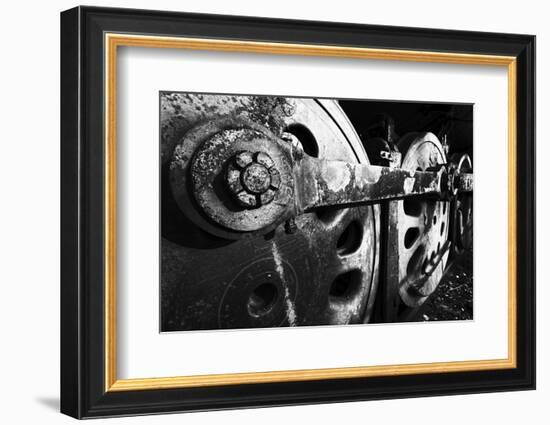 Close Up View of Steam Locomotive Wheels-George Oze-Framed Photographic Print