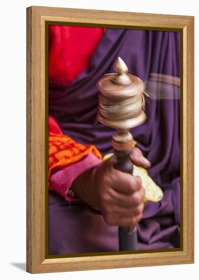Close Up with a Buddhist and a Hand-Held Prayer Wheel, Bhutan-Gavriel Jecan-Framed Premier Image Canvas