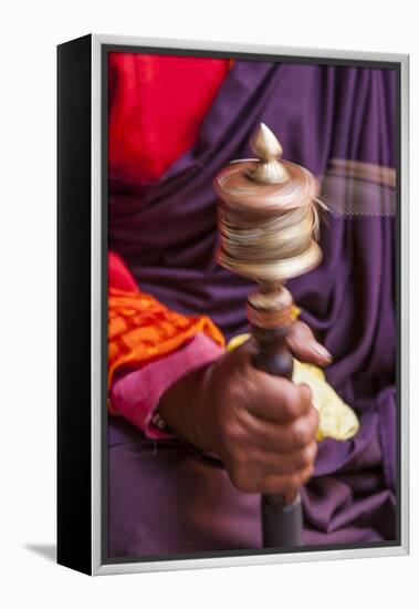 Close Up with a Buddhist and a Hand-Held Prayer Wheel, Bhutan-Gavriel Jecan-Framed Premier Image Canvas