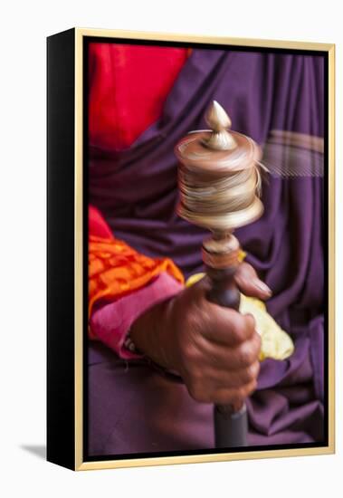 Close Up with a Buddhist and a Hand-Held Prayer Wheel, Bhutan-Gavriel Jecan-Framed Premier Image Canvas