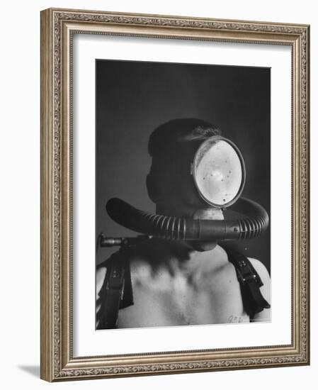 Closeup of a Diver Wearing a Mask and Breathing Apparatus-Andreas Feininger-Framed Photographic Print