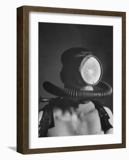 Closeup of a Diver Wearing a Mask and Breathing Apparatus-Andreas Feininger-Framed Photographic Print