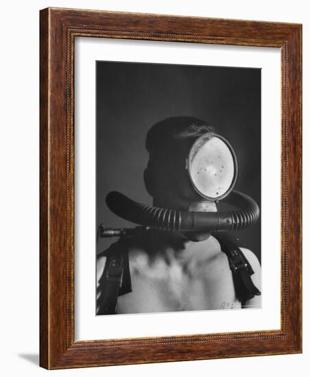 Closeup of a Diver Wearing a Mask and Breathing Apparatus-Andreas Feininger-Framed Photographic Print