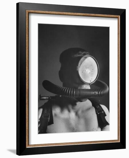 Closeup of a Diver Wearing a Mask and Breathing Apparatus-Andreas Feininger-Framed Photographic Print