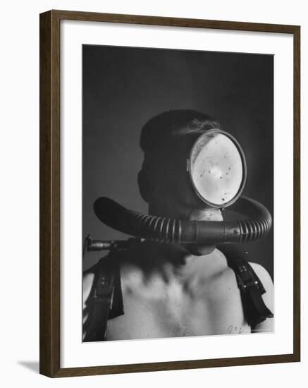 Closeup of a Diver Wearing a Mask and Breathing Apparatus-Andreas Feininger-Framed Photographic Print