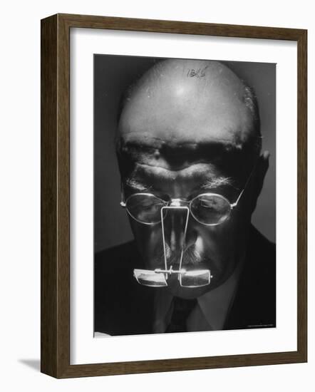 Closeup of a Jeweler Wearing Magnifier Glasses-Andreas Feininger-Framed Photographic Print