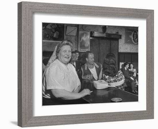 Closeup of a Russian Woman Sitting in the Renaissance Bar Smoking a Cigarette-null-Framed Photographic Print