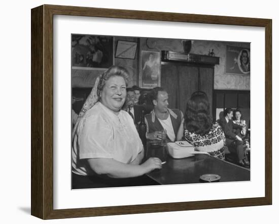 Closeup of a Russian Woman Sitting in the Renaissance Bar Smoking a Cigarette-null-Framed Photographic Print