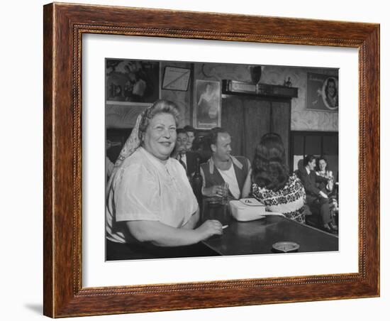 Closeup of a Russian Woman Sitting in the Renaissance Bar Smoking a Cigarette-null-Framed Photographic Print