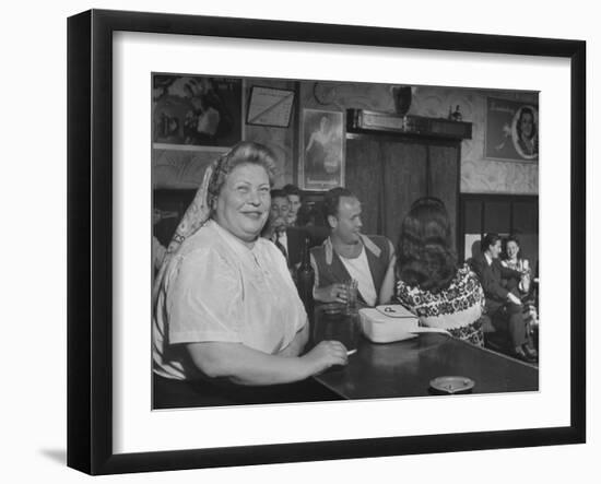 Closeup of a Russian Woman Sitting in the Renaissance Bar Smoking a Cigarette-null-Framed Photographic Print