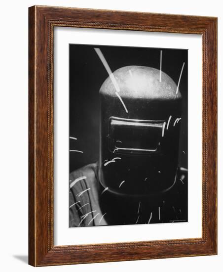 Closeup of a Welder Wearing a Mask-Andreas Feininger-Framed Photographic Print