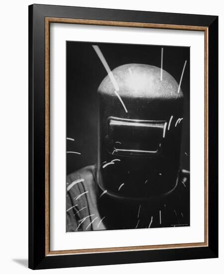 Closeup of a Welder Wearing a Mask-Andreas Feininger-Framed Photographic Print