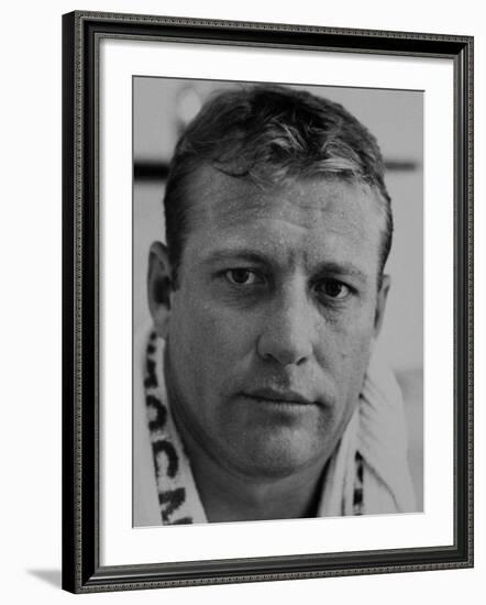 Closeup of Baseball Player Mickey Mantle-John Dominis-Framed Premium Photographic Print