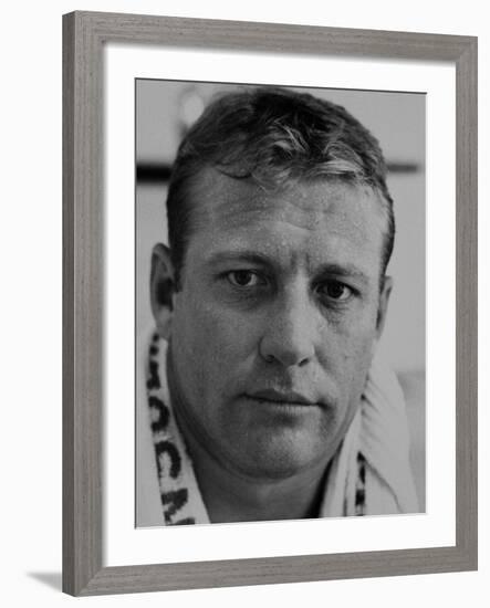 Closeup of Baseball Player Mickey Mantle-John Dominis-Framed Premium Photographic Print