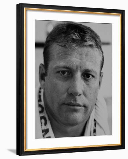 Closeup of Baseball Player Mickey Mantle-John Dominis-Framed Premium Photographic Print