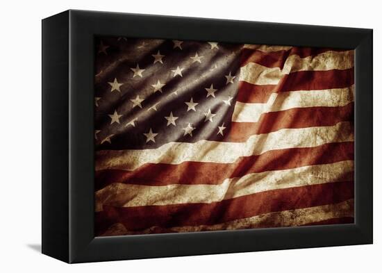 Closeup of Grunge American Flag-STILLFX-Framed Premier Image Canvas