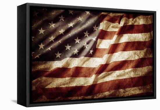 Closeup of Grunge American Flag-STILLFX-Framed Premier Image Canvas