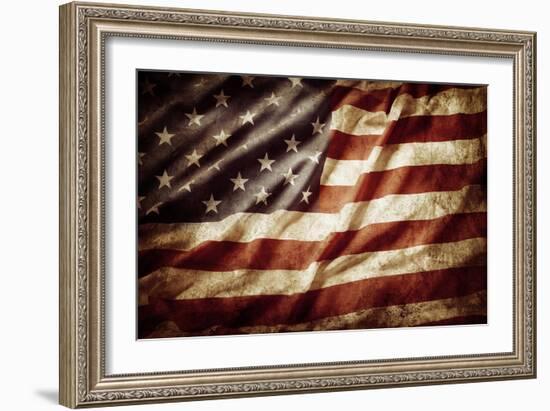Closeup of Grunge American Flag-STILLFX-Framed Photographic Print