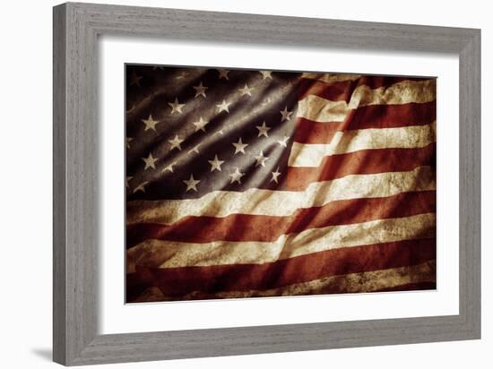 Closeup of Grunge American Flag-STILLFX-Framed Photographic Print