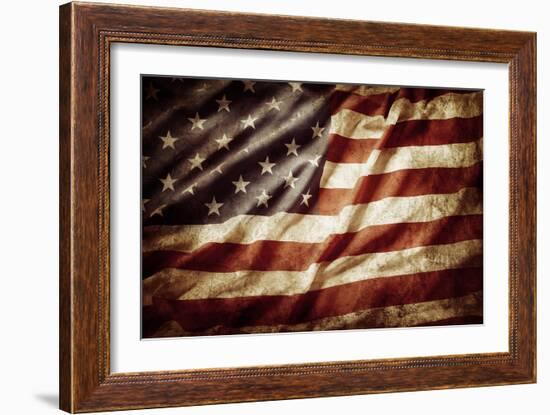 Closeup of Grunge American Flag-STILLFX-Framed Photographic Print