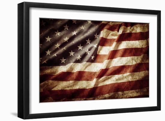 Closeup of Grunge American Flag-STILLFX-Framed Photographic Print