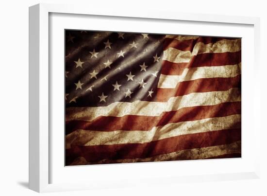 Closeup of Grunge American Flag-STILLFX-Framed Photographic Print