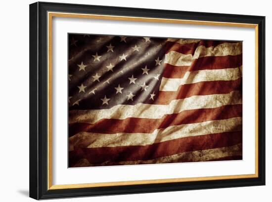 Closeup of Grunge American Flag-STILLFX-Framed Photographic Print