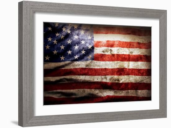 Closeup Of Grunge American Flag-STILLFX-Framed Art Print