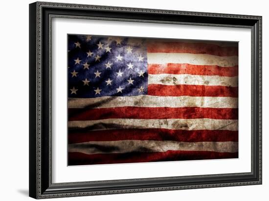 Closeup Of Grunge American Flag-STILLFX-Framed Art Print