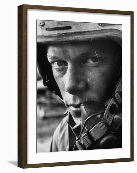 Closeup of Jet Pilot of 5th Air Force, Wearing Flight Helmet-null-Framed Photographic Print