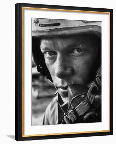 Closeup of Jet Pilot of 5th Air Force, Wearing Flight Helmet-null-Framed Photographic Print