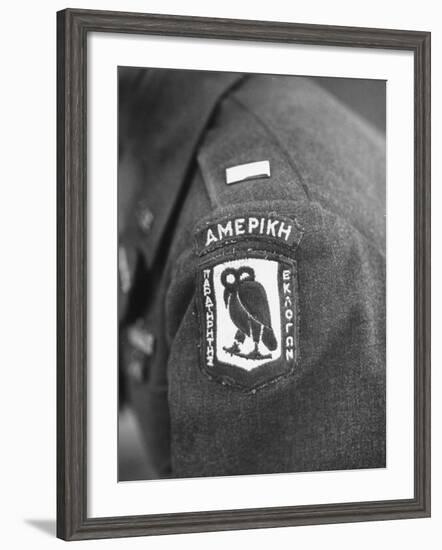 Closeup of Patch Being Worn by Us Members of the Allied Mission for Observing Greek Elections-null-Framed Photographic Print