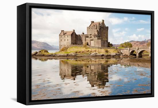 Closeup of Reflection of Eilean Donan Castle, Highland Scotland.-vichie81-Framed Premier Image Canvas