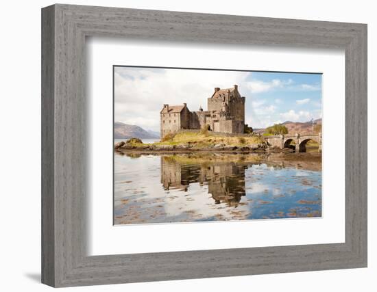 Closeup of Reflection of Eilean Donan Castle, Highland Scotland.-vichie81-Framed Photographic Print