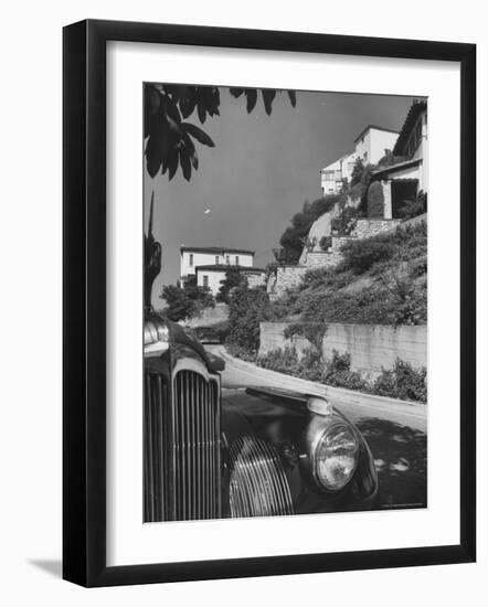Closeup of the Front of an Unidentified Car Parked Along the Street-Andreas Feininger-Framed Photographic Print
