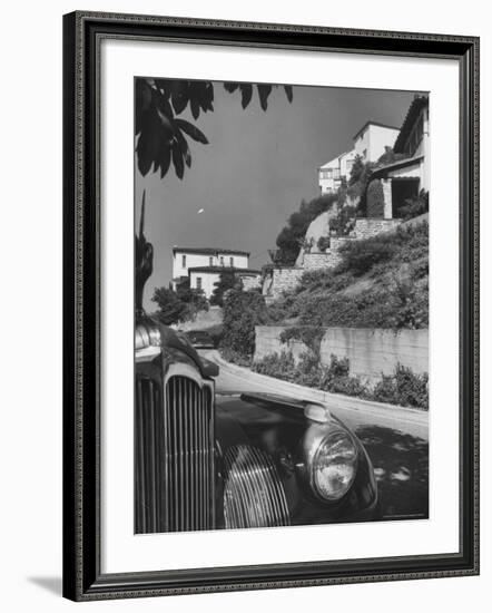 Closeup of the Front of an Unidentified Car Parked Along the Street-Andreas Feininger-Framed Photographic Print