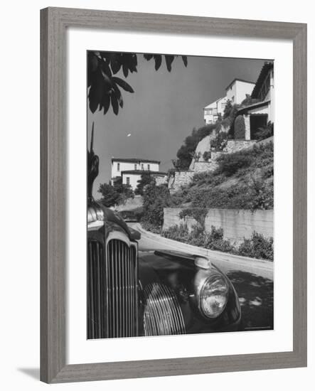 Closeup of the Front of an Unidentified Car Parked Along the Street-Andreas Feininger-Framed Photographic Print