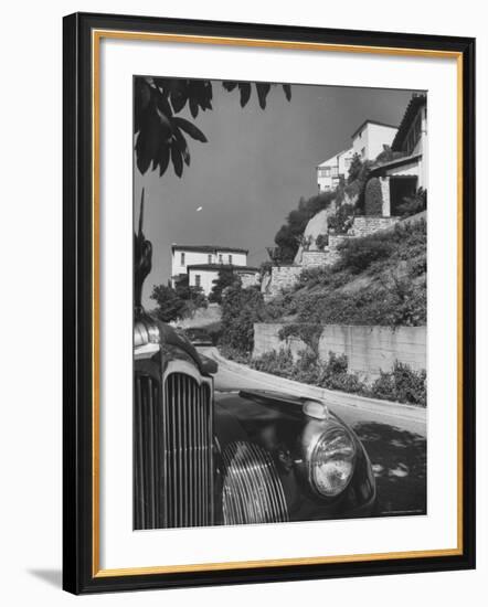 Closeup of the Front of an Unidentified Car Parked Along the Street-Andreas Feininger-Framed Photographic Print