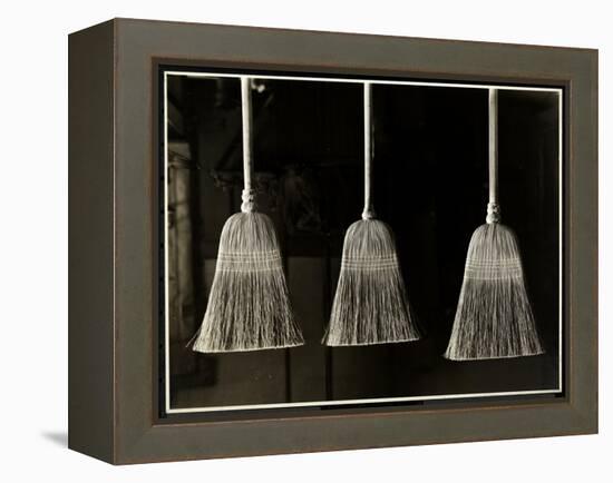 Closeup View of Three Brooms, Presumably Made by the Men of the Bourne Memorial Building, New…-Byron Company-Framed Premier Image Canvas