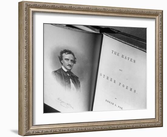 Closeups of Very Old Book by Edgar A. Poe-null-Framed Photographic Print