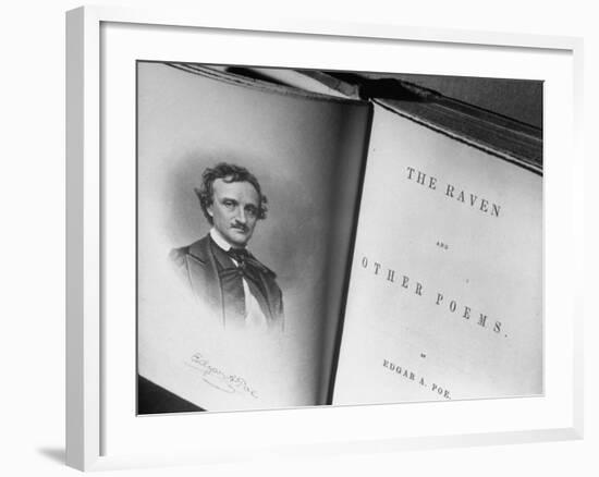 Closeups of Very Old Book by Edgar A. Poe-null-Framed Photographic Print