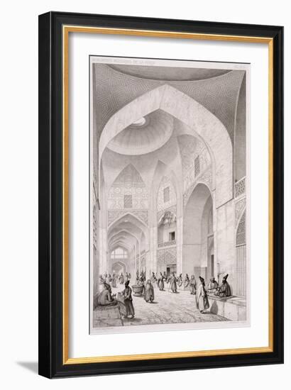 Cloth Market, in Isfahan, from Voyage Pittoresque of Persia, Engraved by Claude Sauvageot-Pascal Xavier Coste-Framed Giclee Print